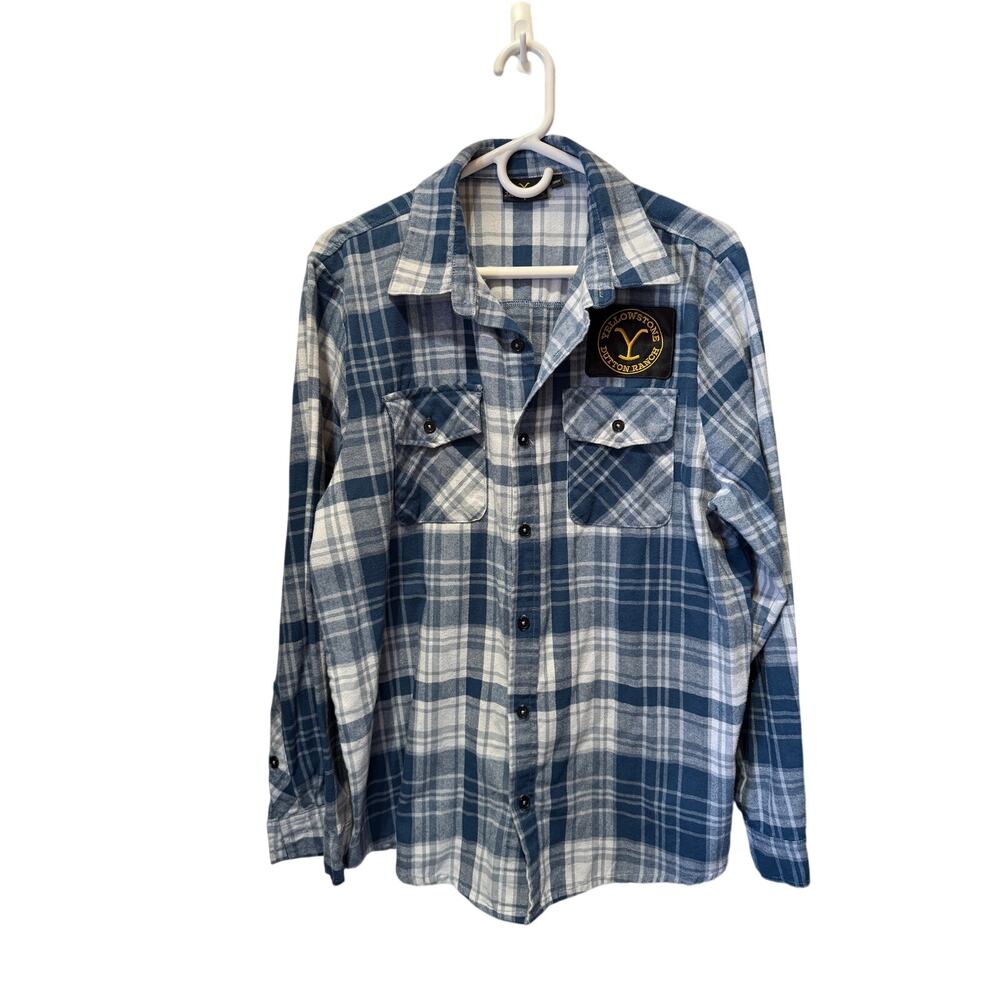 Yellowstone Men’s Dutton Ranch Plaid Button Up Flannel Shirt Size L